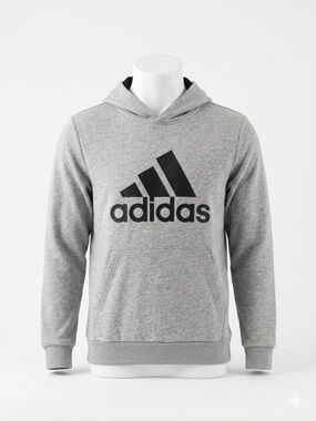 Adidas Essentials Big Logo Hoodie - Heather Gray Classic Sportswear
